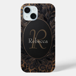 Luxury Leopard Print Background With Name iPhone 15 Case
