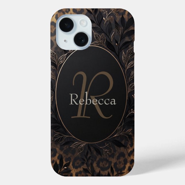 Luxury Leopard Print Background With Name Case-Mate iPhone Case (Back)