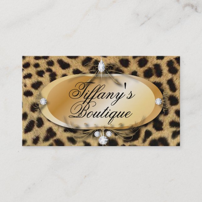 Luxury Leopard PrintVintage Fashion Business Cards (Front)