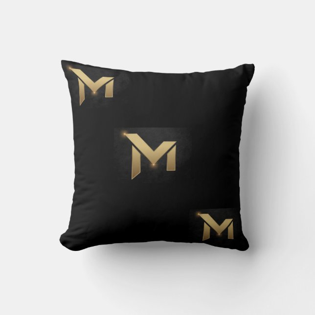 Luxury Letter Black Pillow (Front)