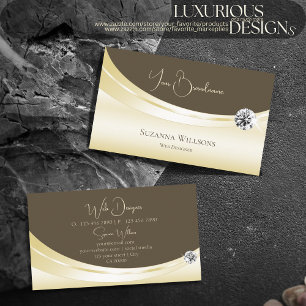 Luxury Light Gold and Brown with Sparkled Diamond Business Card