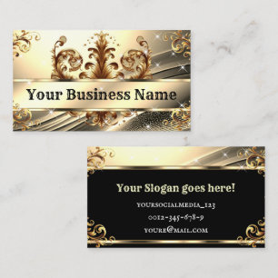 Luxury Light Gold Black Chic Royal Glam Ornaments Business Card