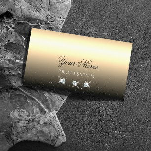 Luxury Light Gold Black Sparkling Jewels Stylish Business Card