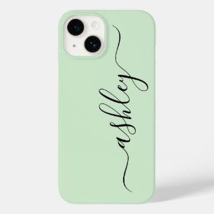 Luxury Light Green Phone Case with Custom Name.