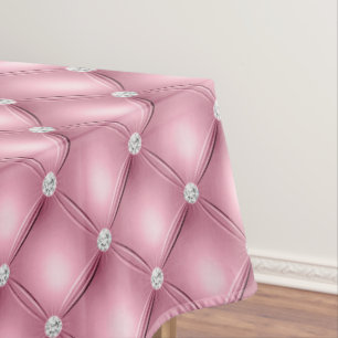 Luxury Light Pink Diamond Tufted Pattern Tablecloth