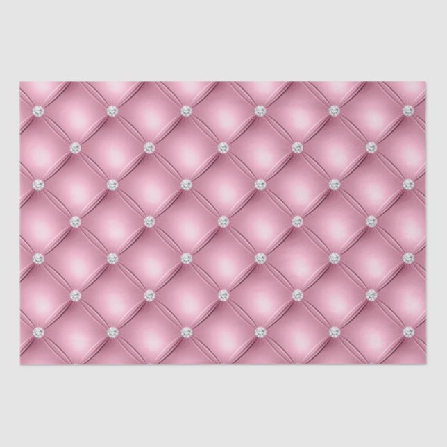 Luxury Light Pink Diamond Tufted Pattern Tissue Paper (Front)