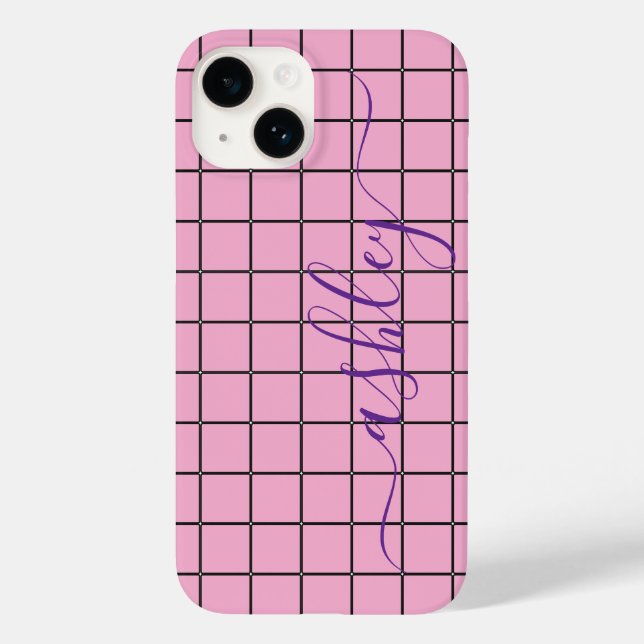 Luxury Light Pink  Phone Case with Custom Name. (Back)