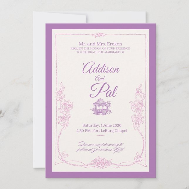 Luxury Light Purple wedding invitation (Front)
