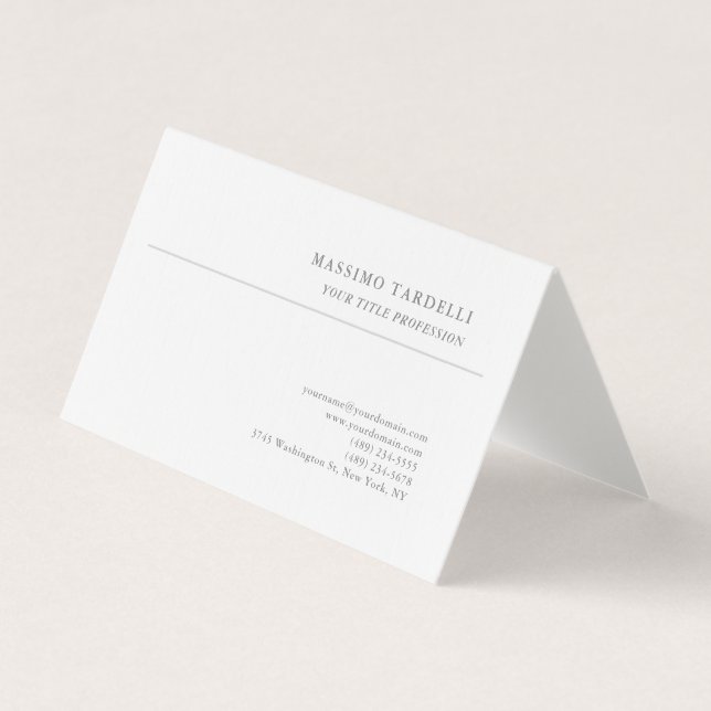 Luxury Linen Classical Plain Professional Business Card (Front)