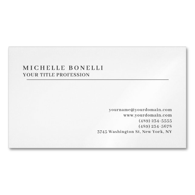 Luxury Linen Classical Plain Professional Magnetic Business Card (Front)