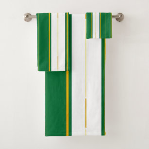 Luxury Linen Modern Green Gold Texture Collection Bath Towel Set