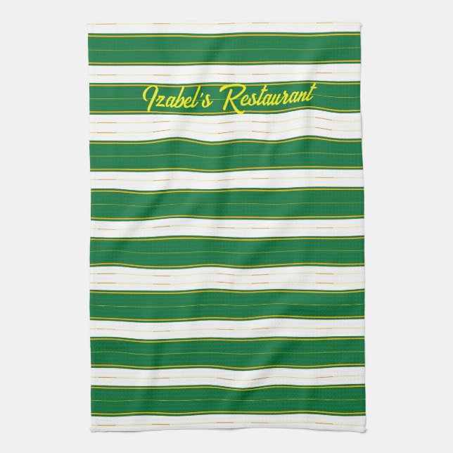 Luxury Linen Modern Green Gold Texture Collection Tea Towel (Vertical)