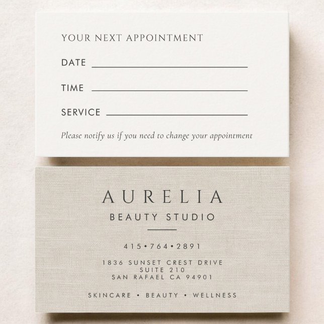 Luxury Linen Natural Office Appointment Card (Creator Uploaded)