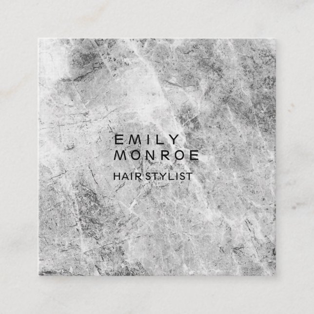 Luxury Linen Plain Grey Wall Modern Minimalist Square Business Card (Front)