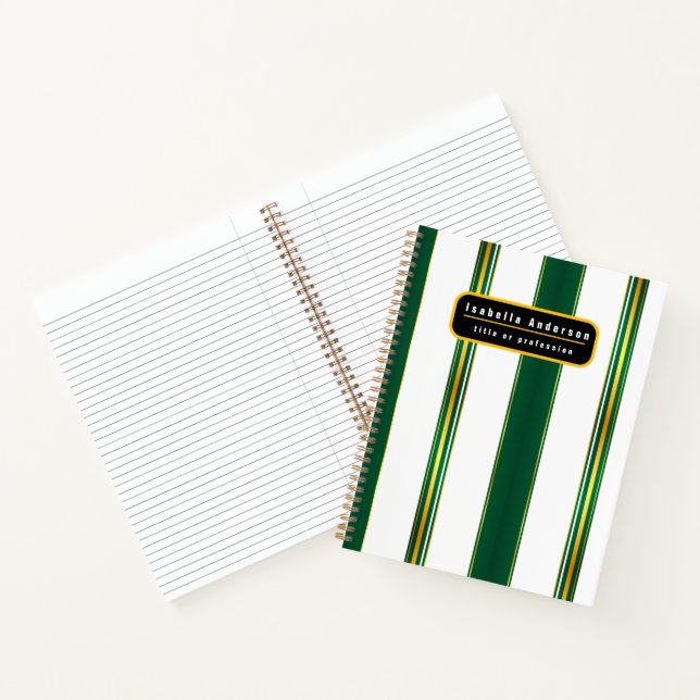 Luxury Linen Trendy Green Gold Texture Collection Notebook (Inside)