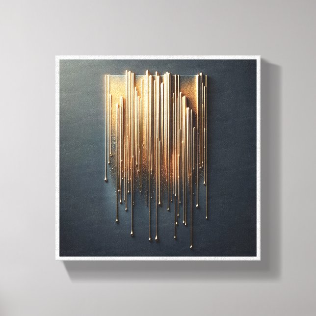 Luxury Liquid Gold Drips - Modern Metallic Rain Ab Canvas Print (Front)