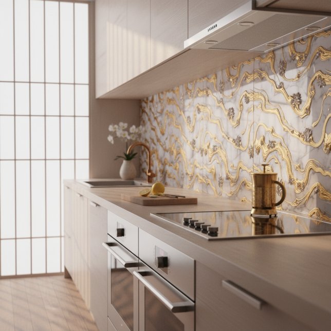 Luxury Liquid Gold & White Marble Design Tile (Creator Uploaded)