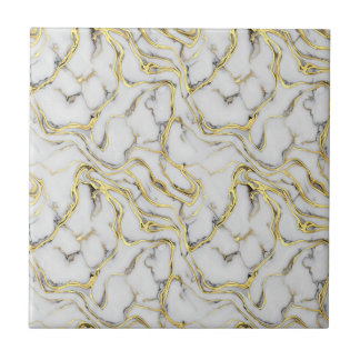 Luxury Liquid Gold White Marble Texture Tile