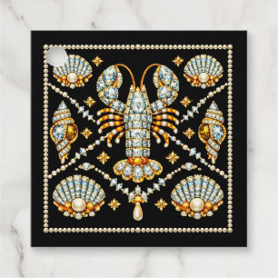 Luxury Lobster Bejewelled Patterned Design Diamond Favour Tags