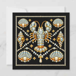 Luxury Lobster Bejewelled Patterned Design Diamond Invitation