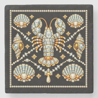 Luxury Lobster Bejewelled Patterned Design Diamond Stone Coaster