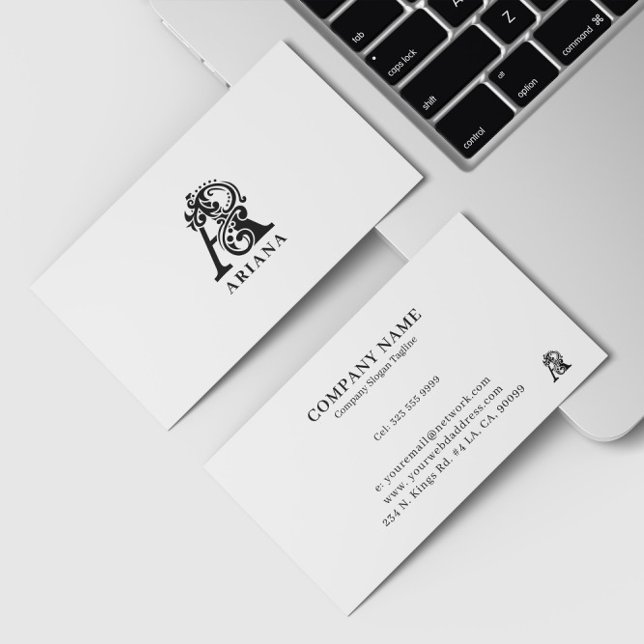 Luxury logo A in black and white Business Card (Creator Uploaded)