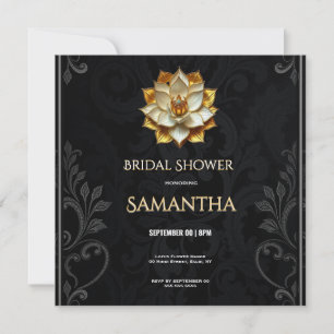 Luxury Lotus Bridal Shower Invitation Gold