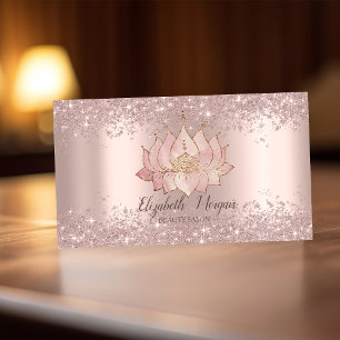 Luxury Lotus Flower Rose Gold Glitter Dust Business Card