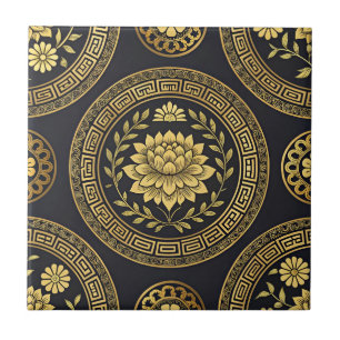 Luxury Lotus Mandala Gold Emblem Tile