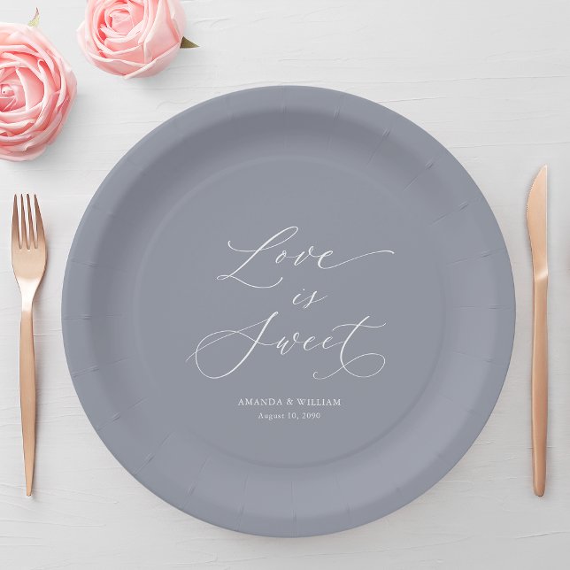 Luxury “Love Is Sweet” Wedding Paper Plate (Creator Uploaded)