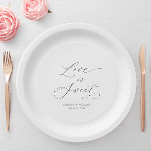 Luxury “Love Is Sweet” Wedding Paper Plate