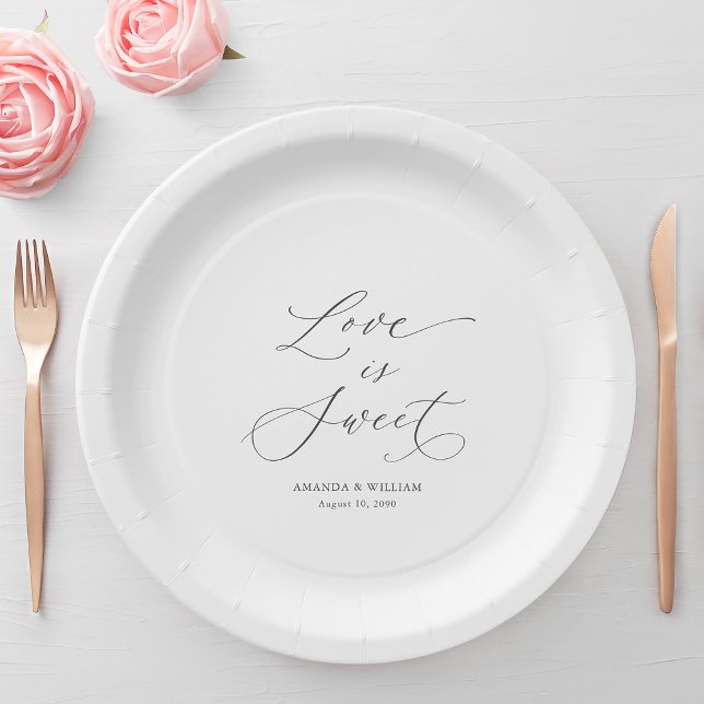 Luxury “Love Is Sweet” Wedding Paper Plate (Creator Uploaded)