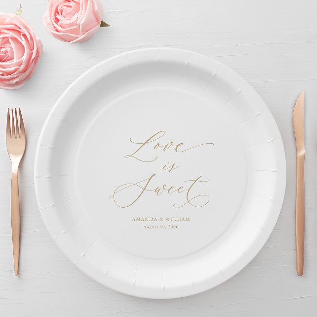 Luxury “Love Is Sweet” Wedding Paper Plate (Creator Uploaded)