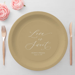 Luxury “Love Is Sweet” Wedding Paper Plate