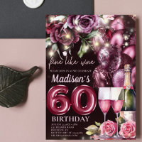 Luxury Magenta Wine Adult 60th Birthday