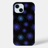 Luxury Magic Blue Purple Floral Black Abstract Art