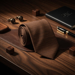 Luxury Mahogany Brown Wood Grain Fine Timber Tie