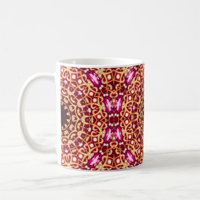 Luxury mandala brooch jewellery seamless pattern coffee mug (Left)