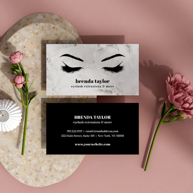 Luxury  Marble  Eyelash  Brow bar professional Business Card (Creator Uploaded)