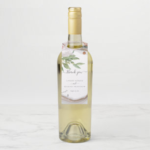 Luxury Marble Floral Glitter Wedding Bottle Tag