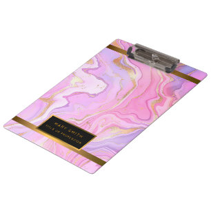 Luxury Marble Glitter Pink Purple Gold Clipboard