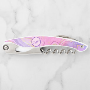 Luxury Marble Glitter Pink Purple Gold Corkscrew