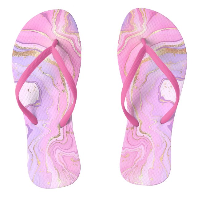 Luxury Marble Glitter Pink Purple Gold Jandals (Footbed)