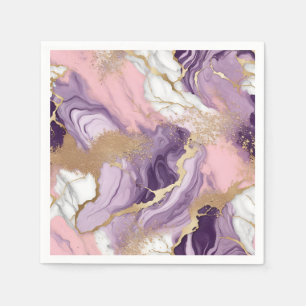 Luxury Marble Glitter Pink Purple Gold Napkin
