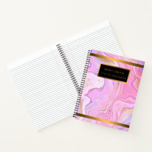 Luxury Marble Glitter Pink Purple Gold Notebook
