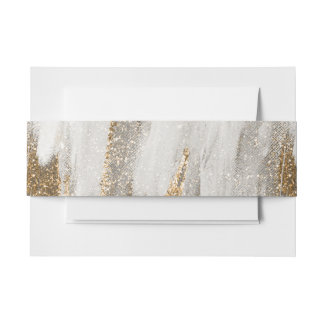 Luxury Marble Gold glitter white and grey Invitation Belly Band