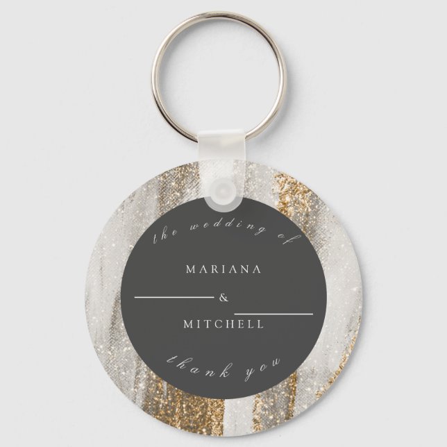 Luxury Marble Gold glitter white and grey Key Ring (Front)