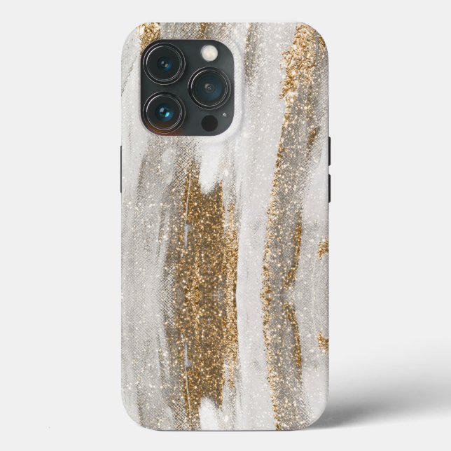 Luxury Marble Gold Strokes white and grey   Case-Mate iPhone Case (Back)