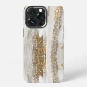 Luxury Marble Gold Strokes white and grey iPhone 13 Pro Case