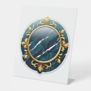Luxury Marble & Gold Wedding Invitation Pedestal Sign